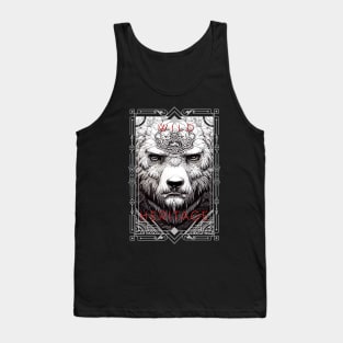 Bear Grizzly Wild Nature Illustration Line Epic Illustration Line Art Tank Top